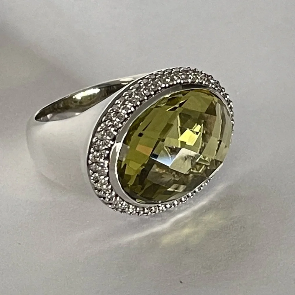 David Yurman, lemon citrine and diamond East West Signature Oval Ring size 6 1/2 - Picture 2 of 10